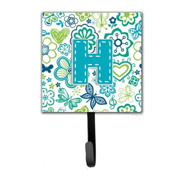 Jensendistributionservices Letter H Flowers And Butterflies Teal Blue Leash & Key Holder MI1719973 - main